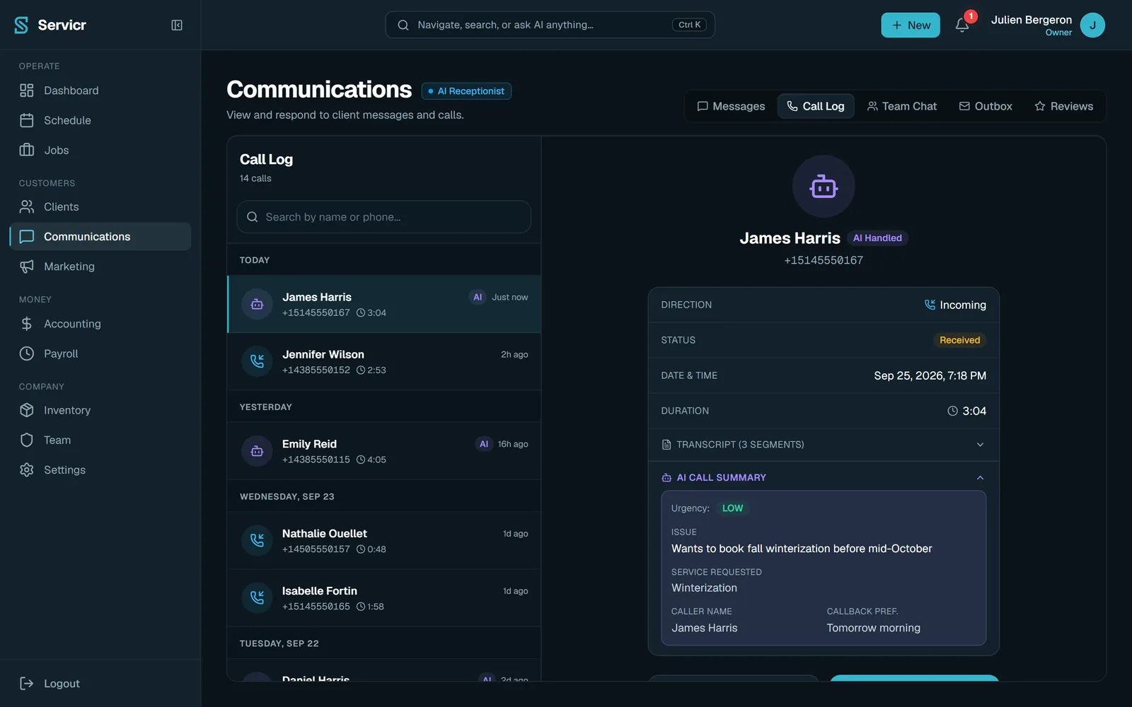 AI receptionist