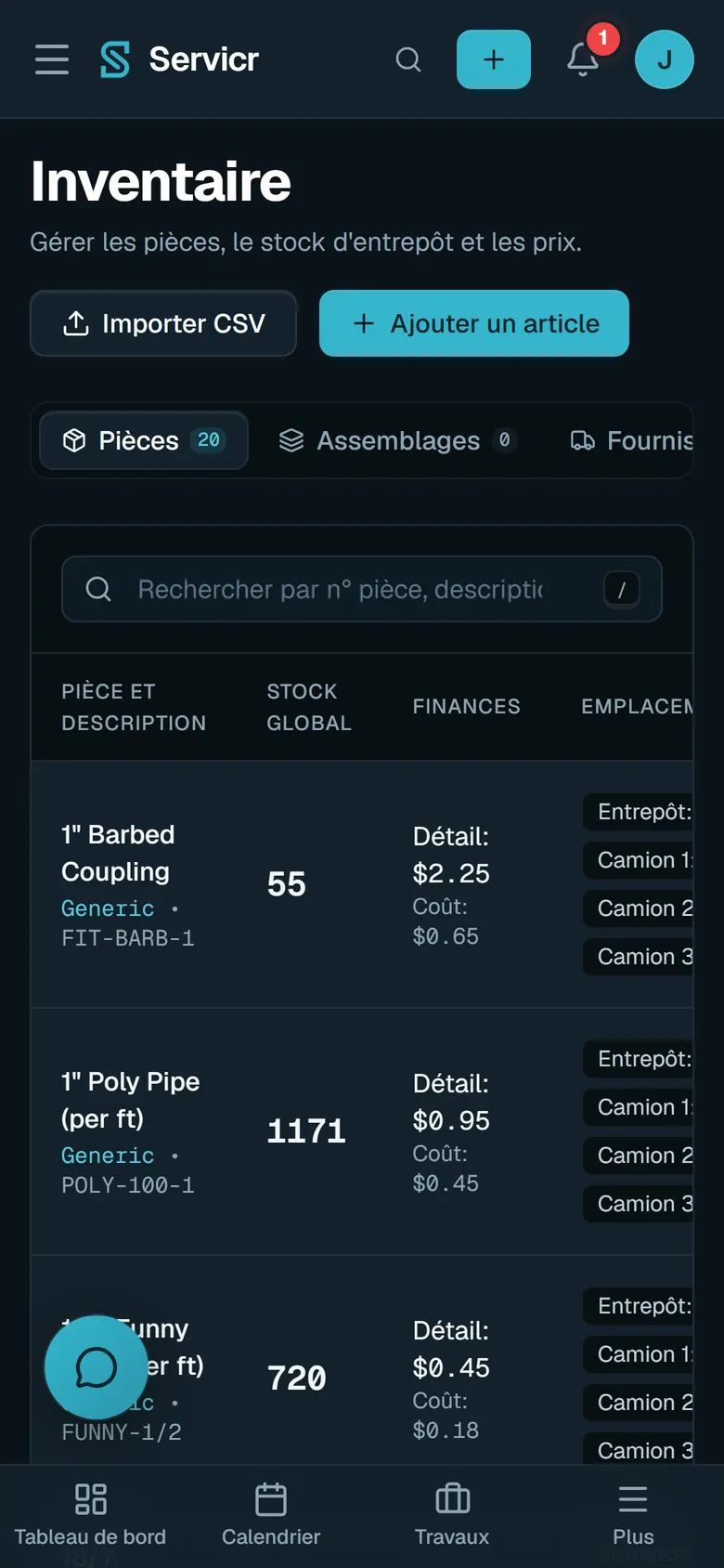 Pièces et photos
