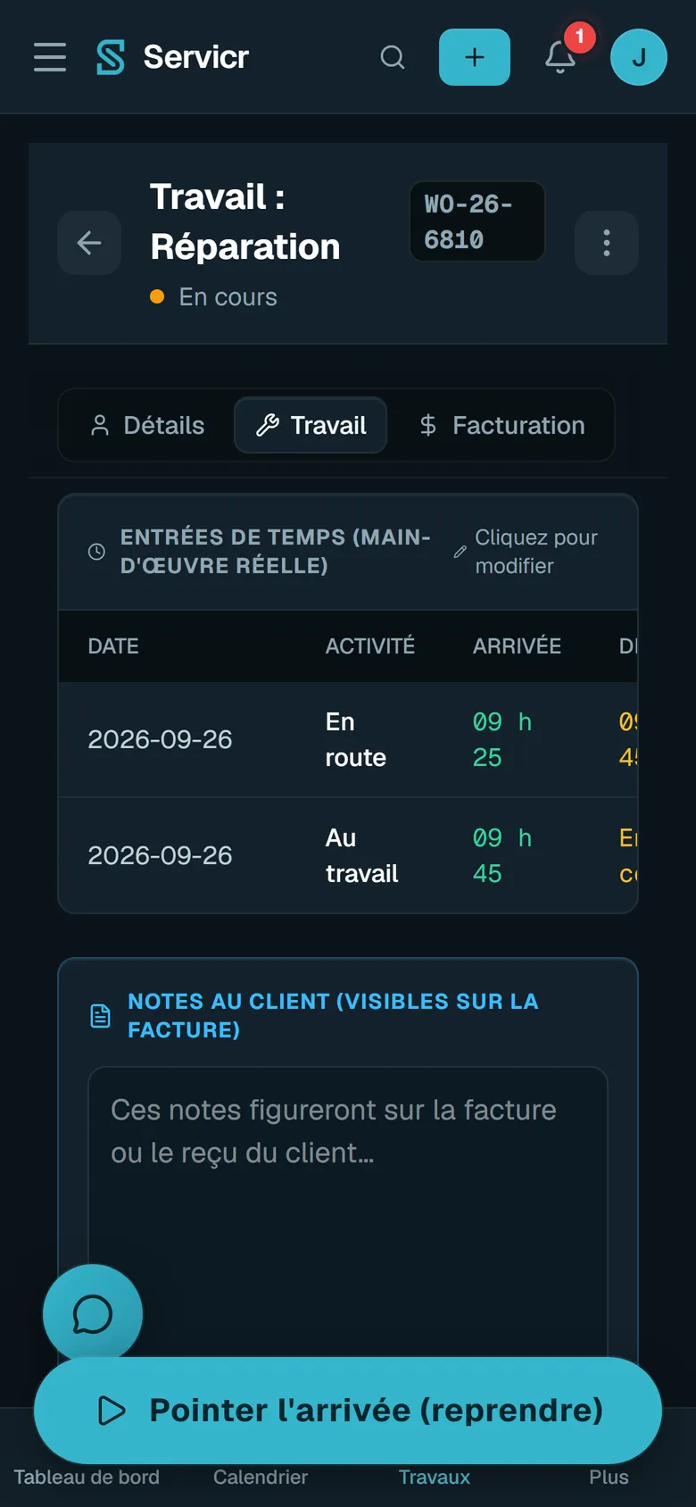Arriver et pointer